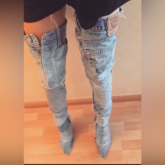 Denim boots (made to order!!!) thigh highs - Picture 5 of 6